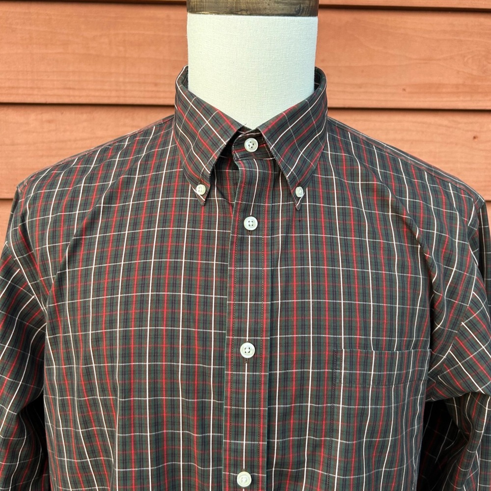 LANDS END Men's Plaid Button-Down Shirt